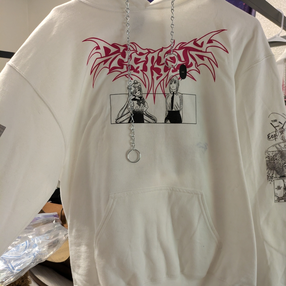 White Hoodie with Graphic Design